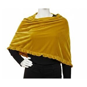 SPARTINA 449 Velvet Ruffle Topper Womens OS Golden Olive Wrap Poncho New